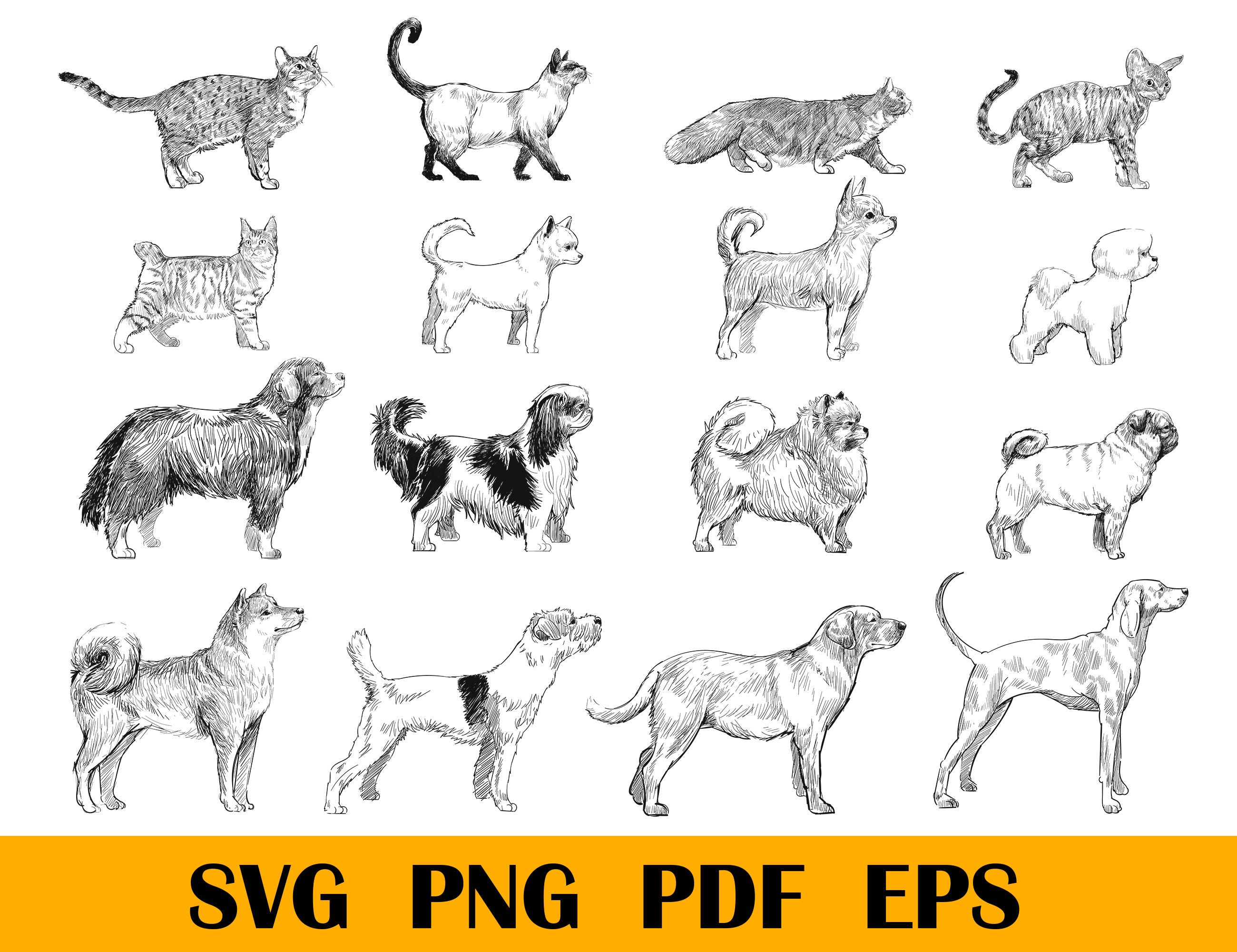Download Cat Svg Dog Svg Cat And Dog Silhouette Svg Cat Dog Etsy