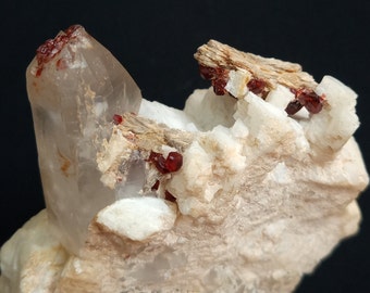 Garnet with Quartz ,Feldspar and Mica From Gilgit,Baltistan,Pakistan.