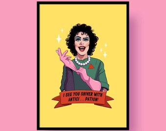 Rocky Horror Picture Show Art Print Quote Tim Curry Poster Frank N Furter Film Movie Illustration