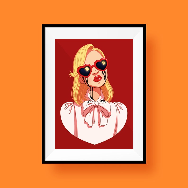 Heart Shaped Glasses Art Poster Print image 1