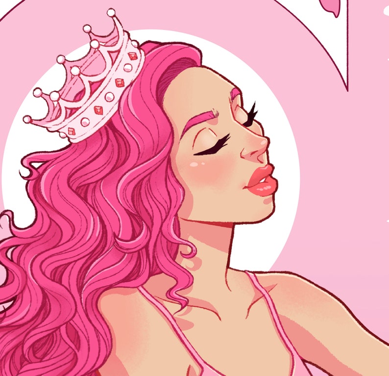 Pink Gin Girl Art Nouveau Print