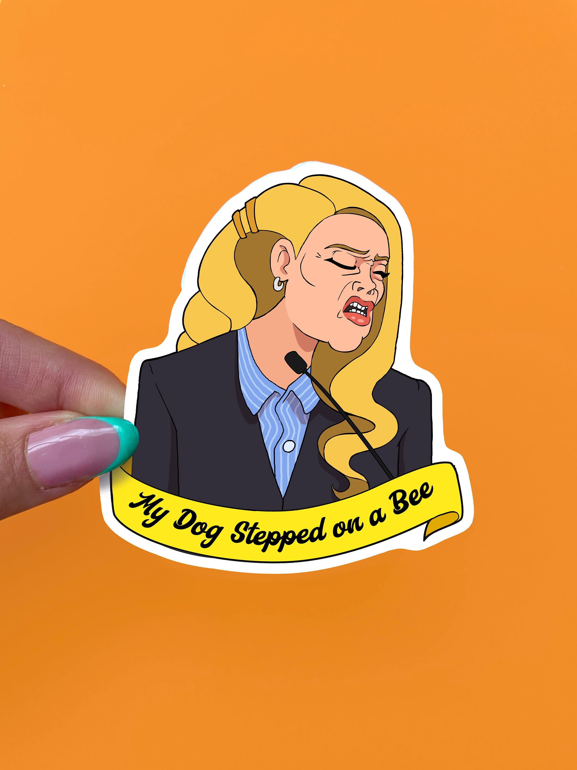 My Dog Stepped on a Bee Funny Amber Heard Parody Sticker Johnny Depp Vinyl  Waterproof