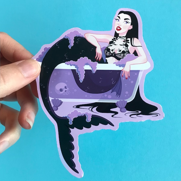 Bathbomb Mermaid Girl Gothic Dark Sticker Decal