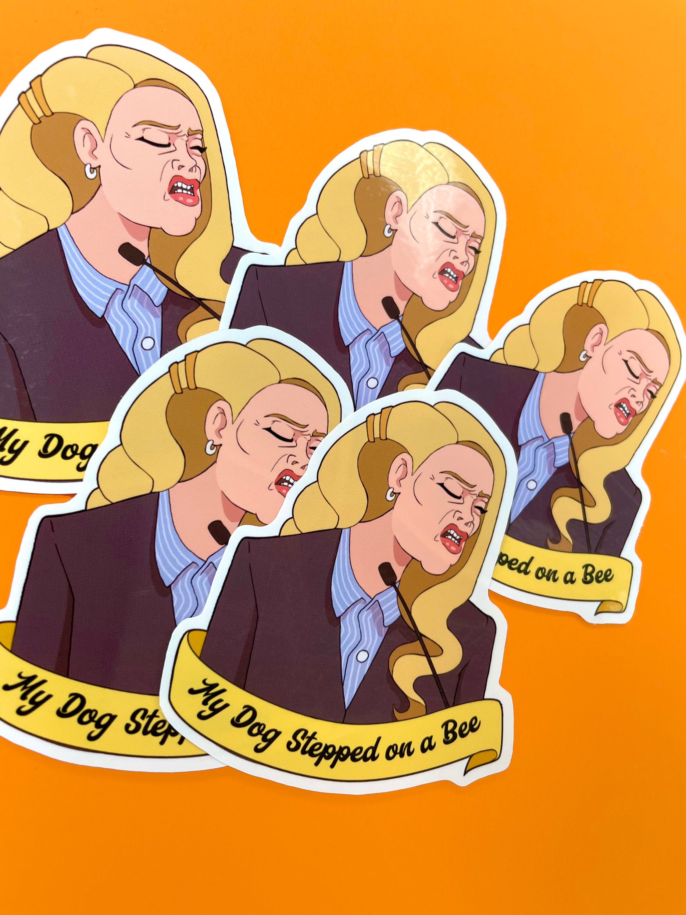 My Dog Stepped on a Bee Funny Amber Heard Parody Sticker 