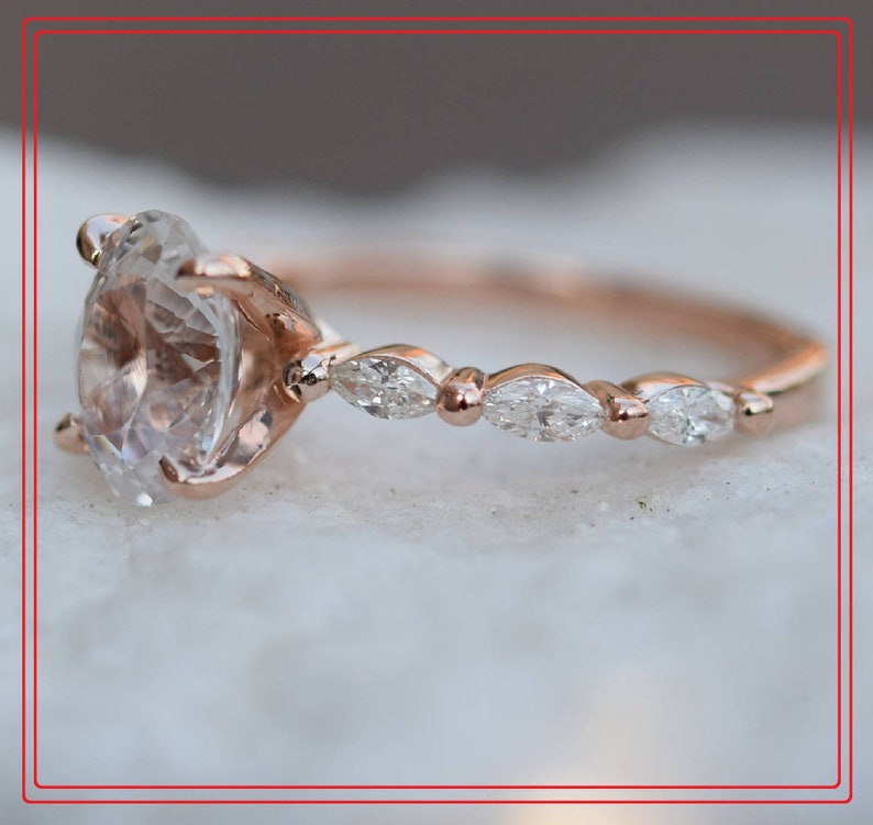 Natural White Topaz Ring,Solid 18K Gold Ring,Anniversary Gift,Engagement Ring,Mother/'s Gift,Ring For Lover,Propose Ring,Handmade Ring