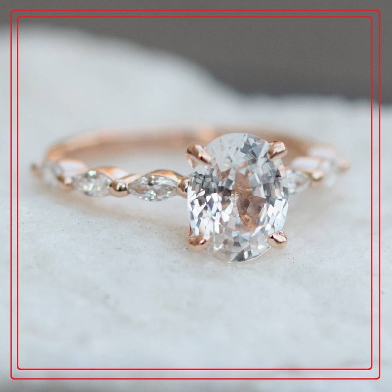 Natural White Topaz Ring,Solid 18K Gold Ring,Anniversary Gift,Engagement Ring,Mother/'s Gift,Ring For Lover,Propose Ring,Handmade Ring
