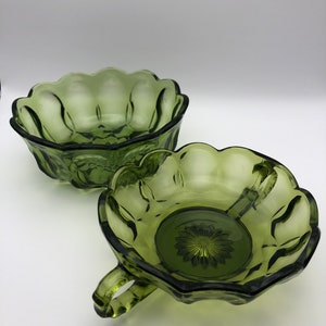 Set of 2 Anchor Hocking two handle glass nappy bowls Bowl 212
