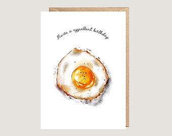 Fried Egg Birthday Card, Illustrated Egg Pun, Personalised Gift