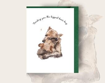 Biggest Bear Hug Card, Thinking of You, Cute Bear Illustration Greeting Card UK