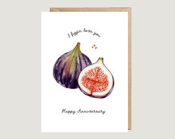 Fig Anniversary Card, Funny Pun Love Card | Watercolour Illustration For Him Her