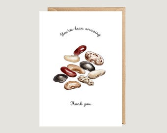 Thank You Card, Funny Beans Pun, Personalized Teacher Gift