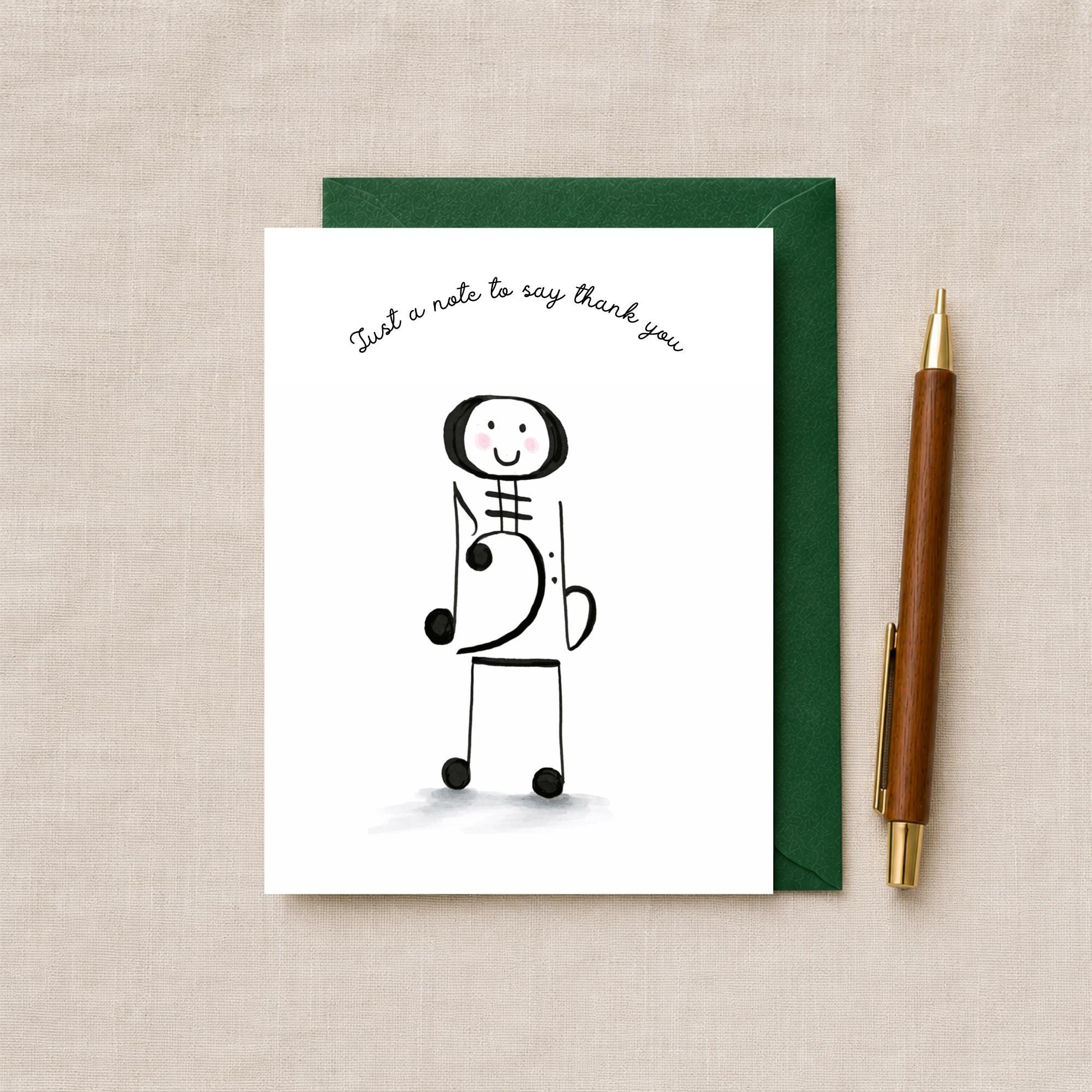 Funny Music Pun Thank You Card: Illustrated Greeting Card - Etsy