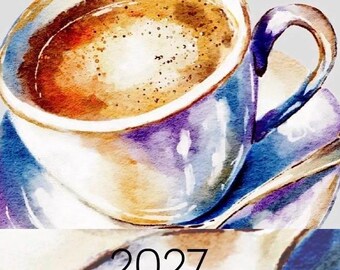 2027 Kitchen Wall Calendar, A4 Watercolour Food Illustrations, Premium Glossy