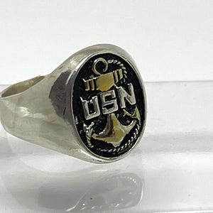 Chief Ring A,  Solid Sterling Silver with 18k gold plated anchor, Style A