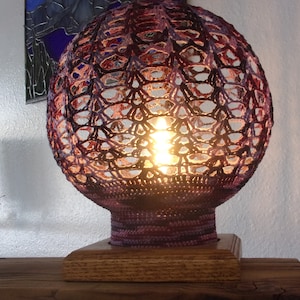 8&quot; Variegated Plum Crocheted Table Top Orb Lamp