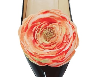 Orange Color Flower Clips for Shoes (2 pcs), Shoe Clips, Shoe Accessories