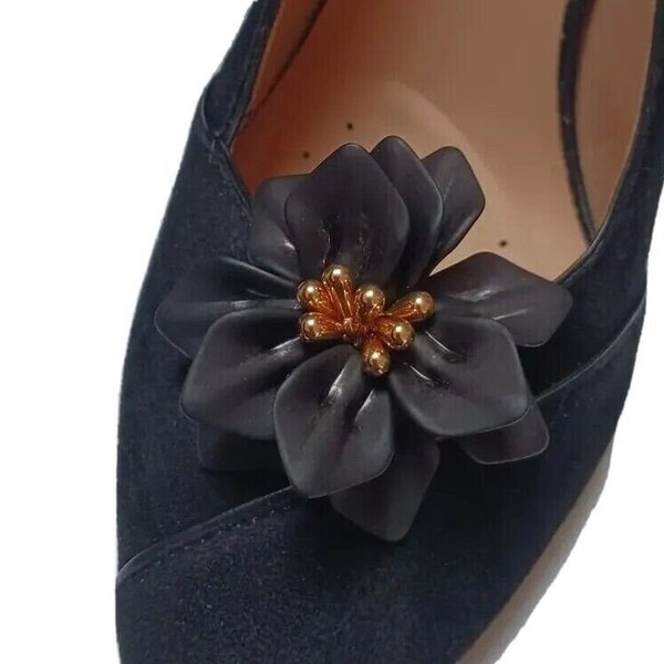 Black Color Flower Shoe Clips, Shoe Accessory