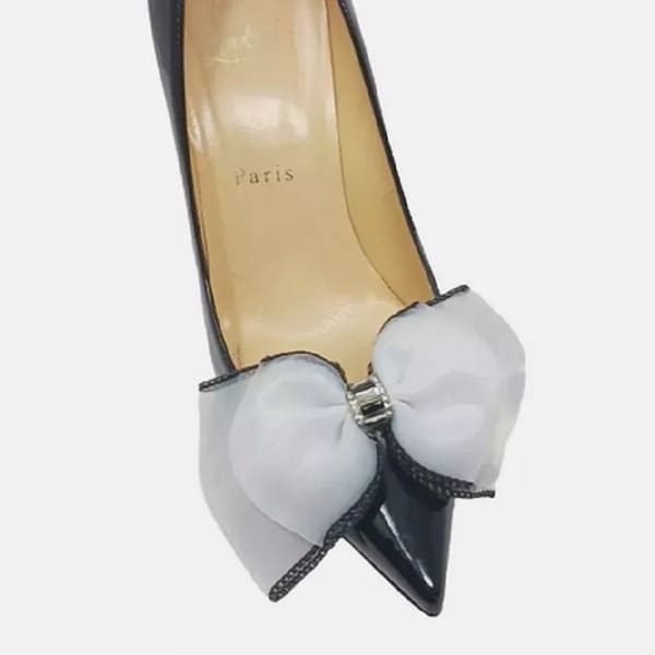 Sheer Satin Fabric Bows for Shoes, Shoe Accessories, Shoe Clips, White (2pcs)