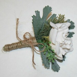 White Off and Rustic Pink Flower Boutonniere, Wedding Accessories, Prom