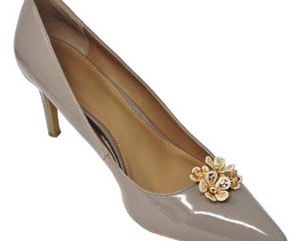 Gold Tone Metal Flower Shoe Clips, Shoe Accessory, 2 pcs - Please Choose