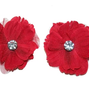 Red Clip for Shoes (2 pcs), Flower Clip, Shoe Clips, Prom Shoe Accessories