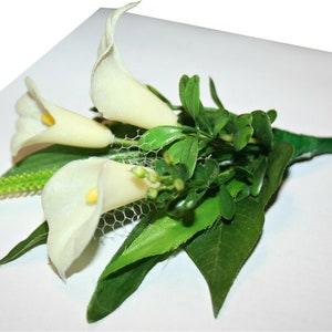 White Calla Flowers Boutonniere, Wedding Accessories, Prom
