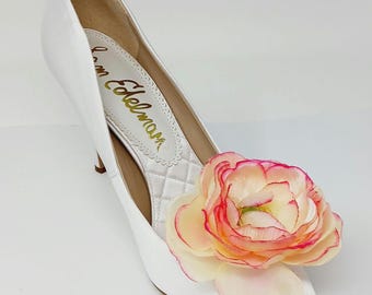 Cream Color Flower Clips for Shoes (2 pcs), Shoe Clips, Shoe Accessories