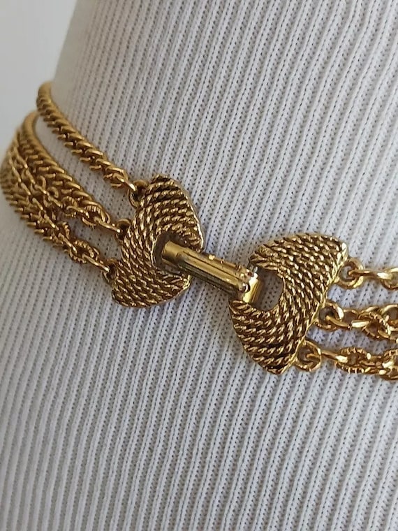 Vintage Goldette Locket Multi-Chain Necklace, Gol… - image 6