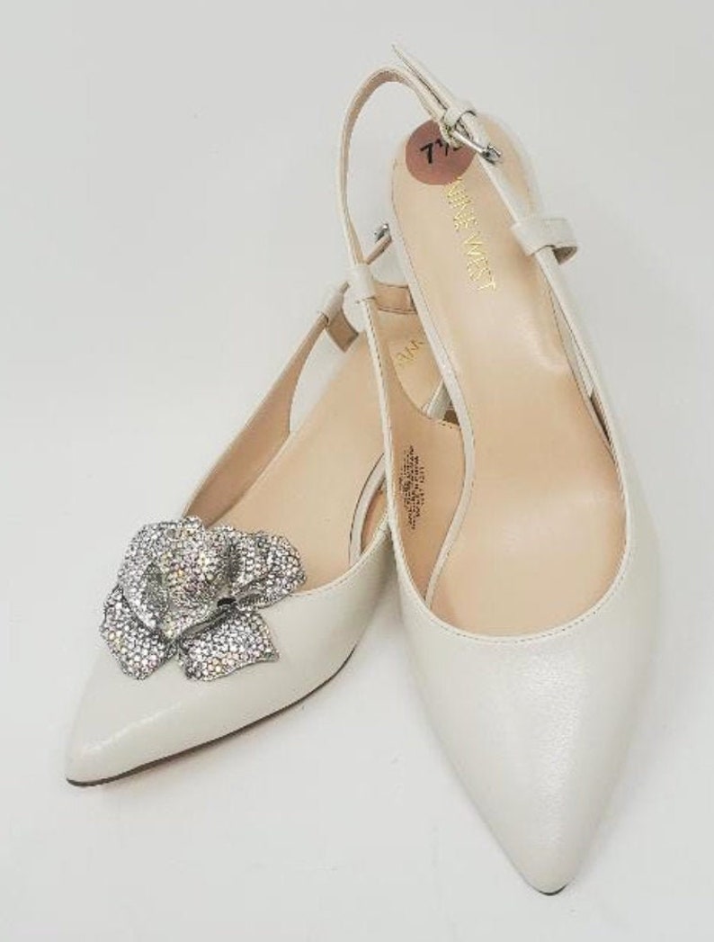 Shoe Accessories Clips for Shoes Silver Color Rose Rhinestone Shoe Clips