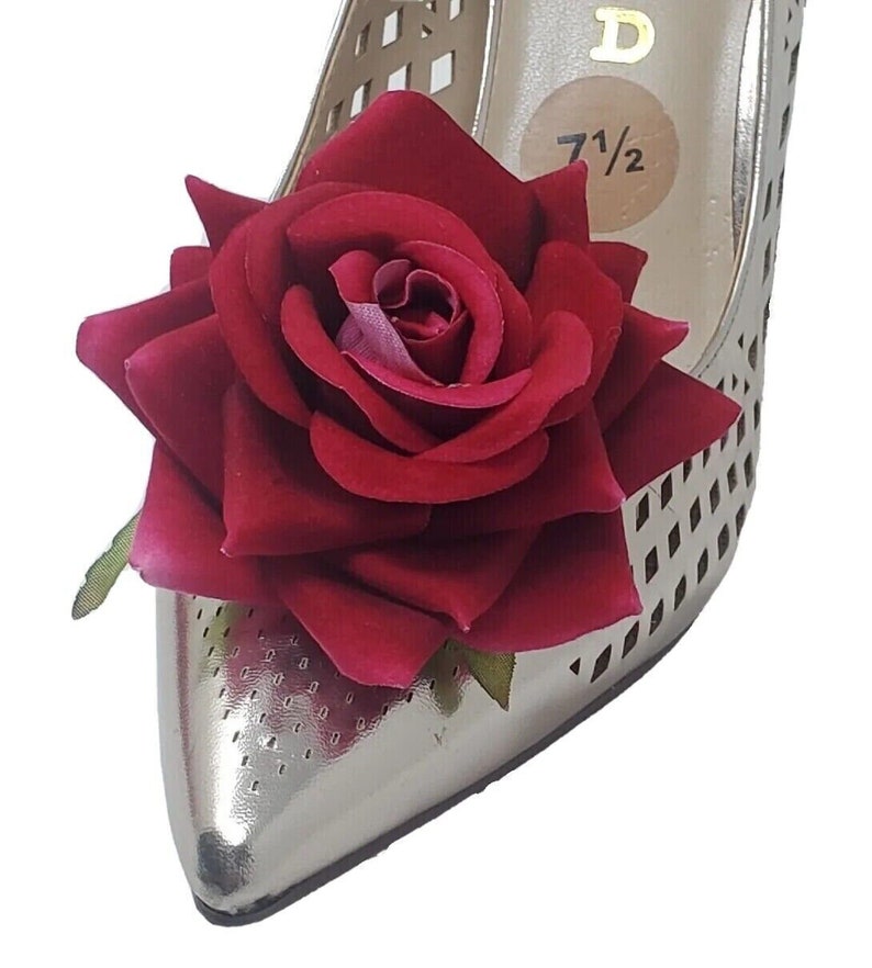 Flower Clips for Shoes 2 pcs, Shoe Clips, Shoe Accessories Please Choose Deep Red