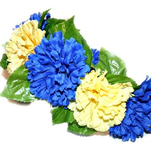 Ukrainian Blue and Yellow Flower Headband, Ladies Hair Accessories, Vinok