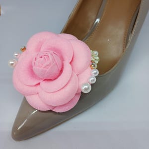 Pink Clip for Shoes (2 pieces), Flower Clip, Shoe Clips, Prom Shoe Accessories