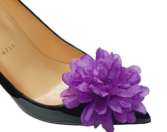 Purple Color Flower Clips for Shoes (2 pcs), Shoe Clips, Shoe Accessories