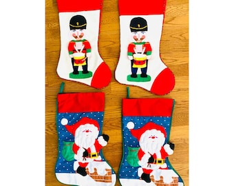 Christmas Stocking Set of 4 Santa Claus and Drummer Soldier 18" High Holiday Decor