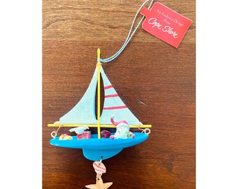 NWT Santa Sailing Ornament Julia Oliver Designs Cape Shore Hostess Gift Birthday Gift Topper