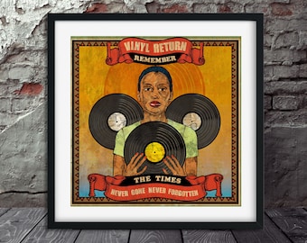 Vinyl Returns, Never Forgotten, Record Player, Art Print