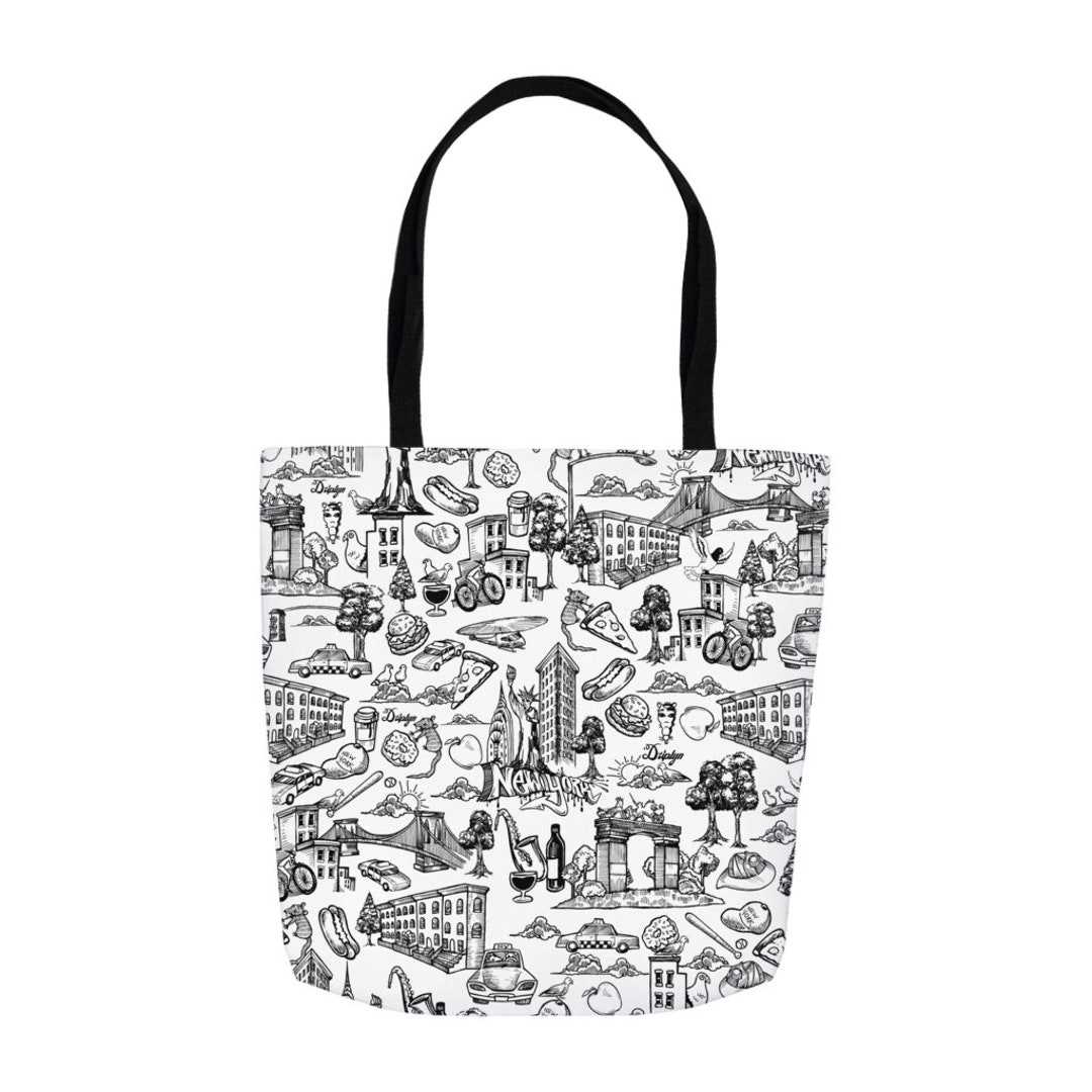New York City Toile Tote Bag NYC Shopping Bag Skyline Etsy