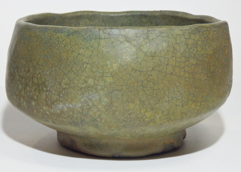 Raku tea bowl green