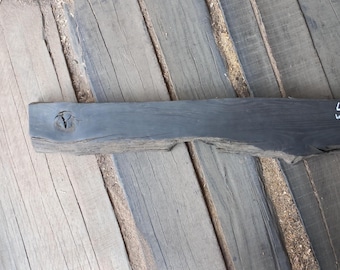 34" Live Edge Bog Oak Board: Black Wood Wall Shelf