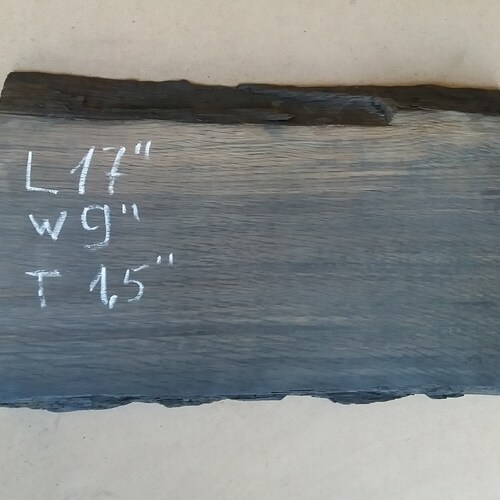 17 shops Inches Live Edge Bog Oak Board 17'' x 9'' x 1.5'' (420mm х 220mm x 37mm) - Curved Morta Plank With Cracks