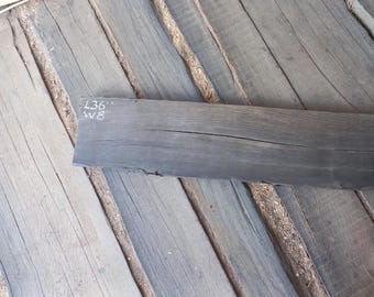 38" Live Edge Bog Oak Plank: Curved Morta Wood Board