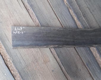 Live Edge Bog Oak Board: Black Wood Shelf (47'' x 6-7")