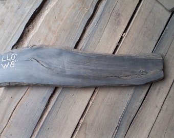 Curved Live Edge Bog Oak Plank: Dark River Morta Wood (L40'' x W8'')