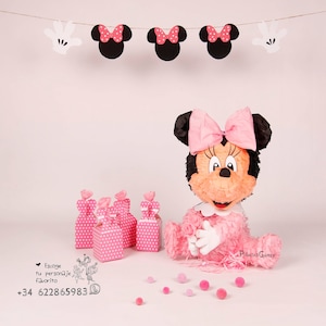 Mickey Minnie Mouse Globos Pink Negro Para Fiesta Cumpleaños De 1 Año Niña  Niños