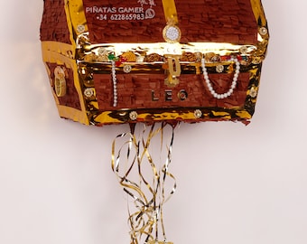 Godan Piñata Coffre Au Trésor – Coffre Pirate 30x25x34cm Pour Anniversaire Enfant