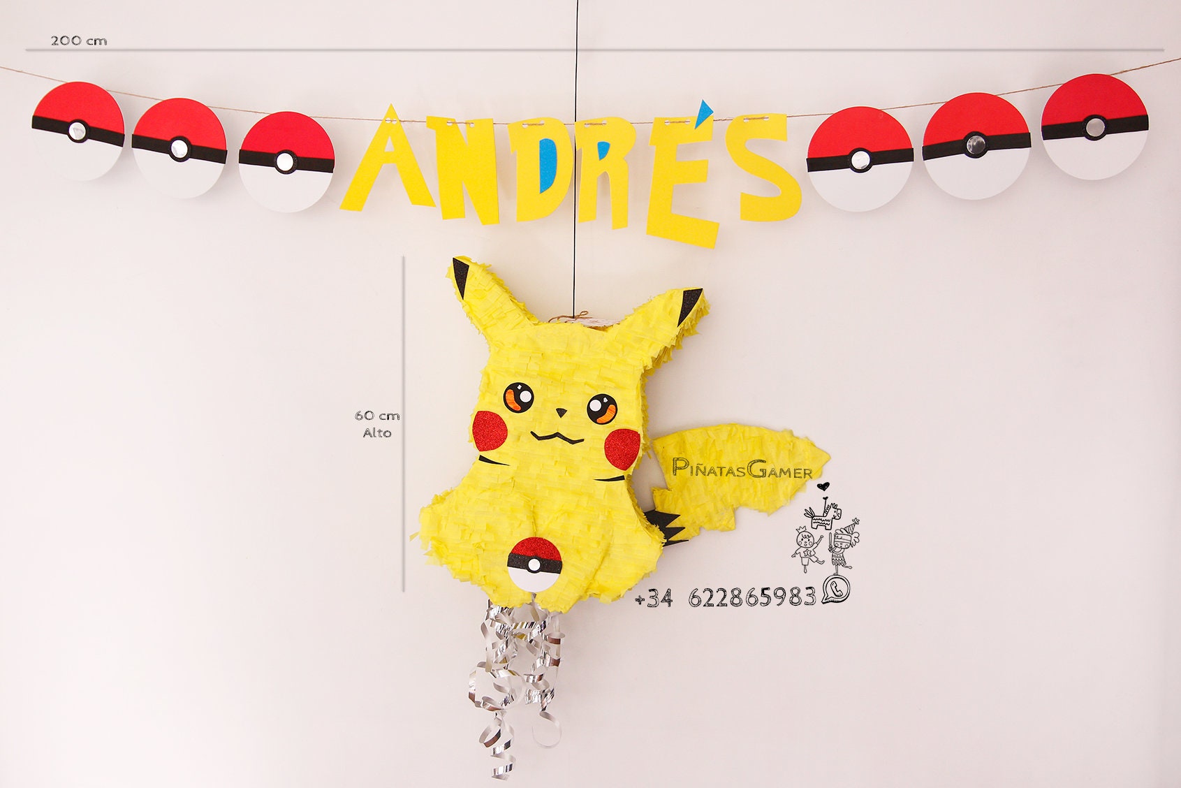 Piñata número 8 pikach  Piñatas de pokemon, Decoracion cumpleaños pokemon,  Cumpleaños de pokemon