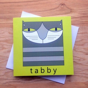 Platte kattenkaart. Lege wenskaart Cyperse kat voor verjaardag, bedankje, feest, kattenliefhebbers, cadeau GRATIS verzending in het VK!