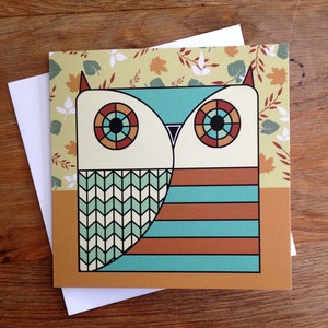 Uil-vogelkaart. Mooie bosuil blanco wenskaart voor verjaardag, bedankje, feest, vogelliefhebbers, cadeau GRATIS verzending in het VK!