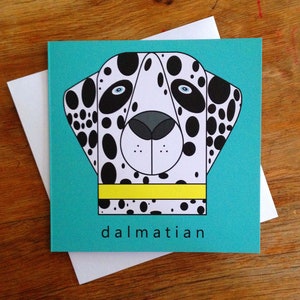 Kaart Dalmatische hond. Lege wenskaart voor verjaardag, bedankje, feest, hondenliefhebber, cadeau. Gratis verzending in het VK!