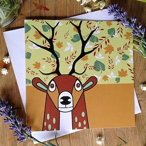 Edelhertenkaart. Mooie blanco wenskaart voor bosherten voor verjaardag, bedankje, feest, natuurliefhebbers, cadeau GRATIS verzending in het VK!